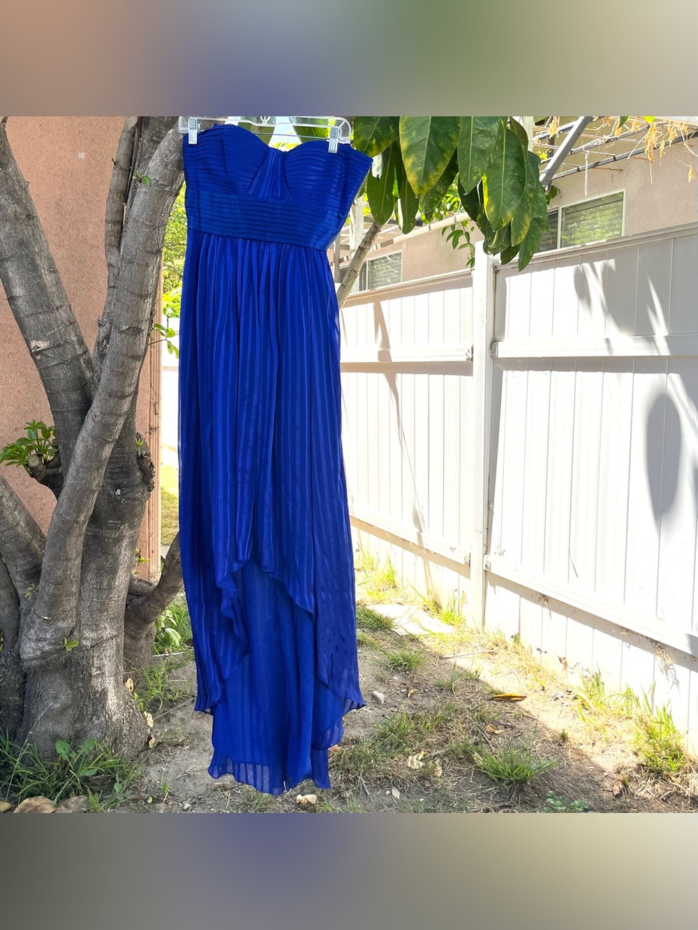 NWT BCBGMAXAZRIA “Alicia” Royal Blue Silk High-Low Gown 💙.